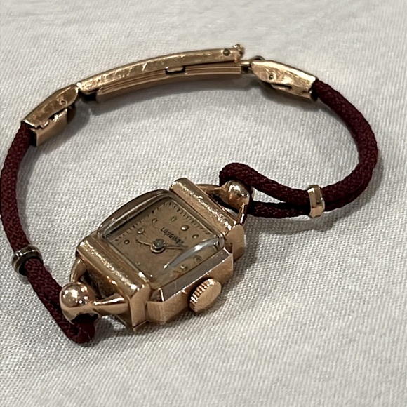 Vintage LONGINES Rose Gold 12k GF Antique Ladies Watch Burgundy Cord Adjustable - Picture 4 of 4